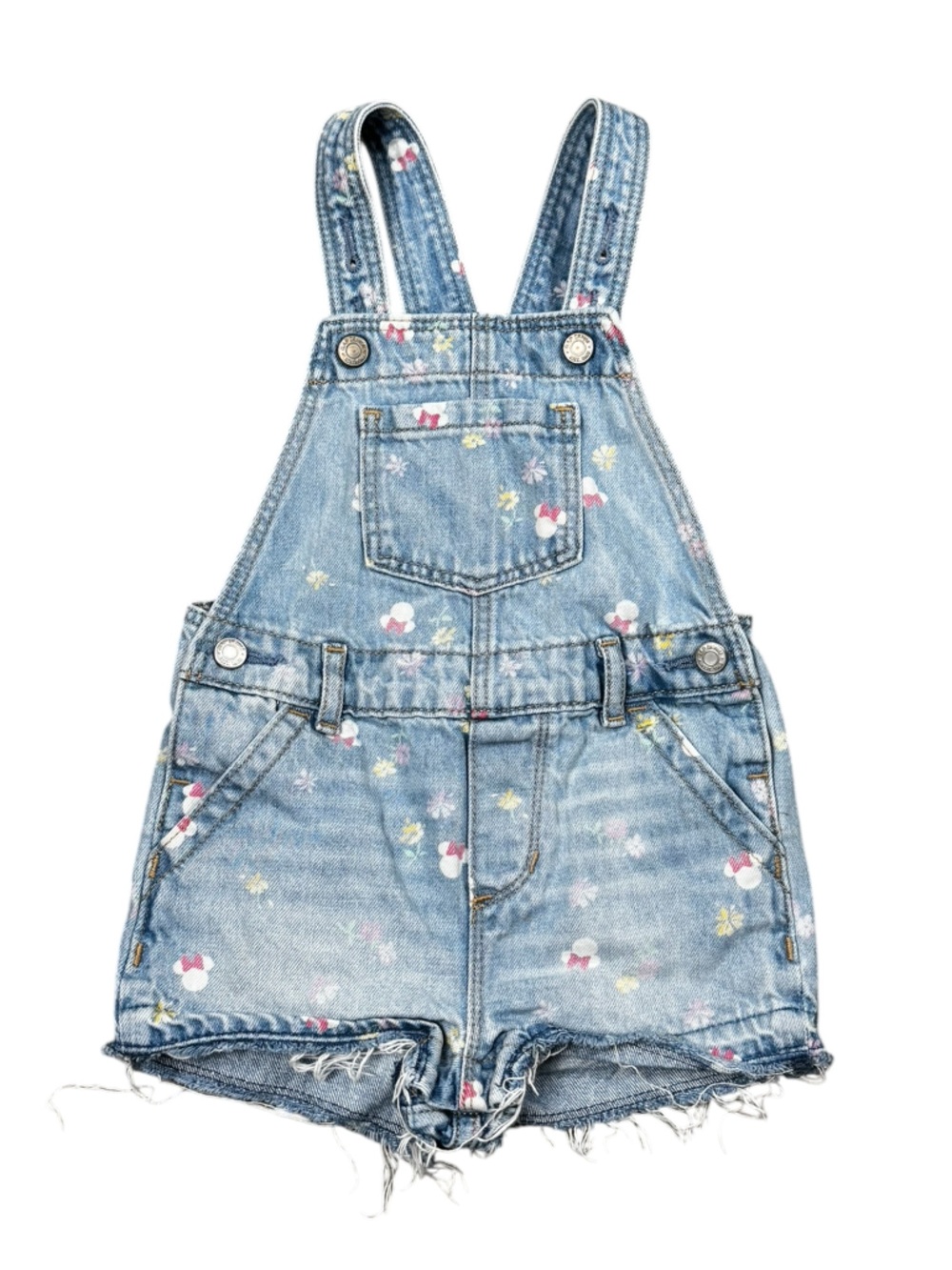 Baby GAP x Disney Minnie Mouse Floral Denim Jean Shortalls Overalls Girls 3T